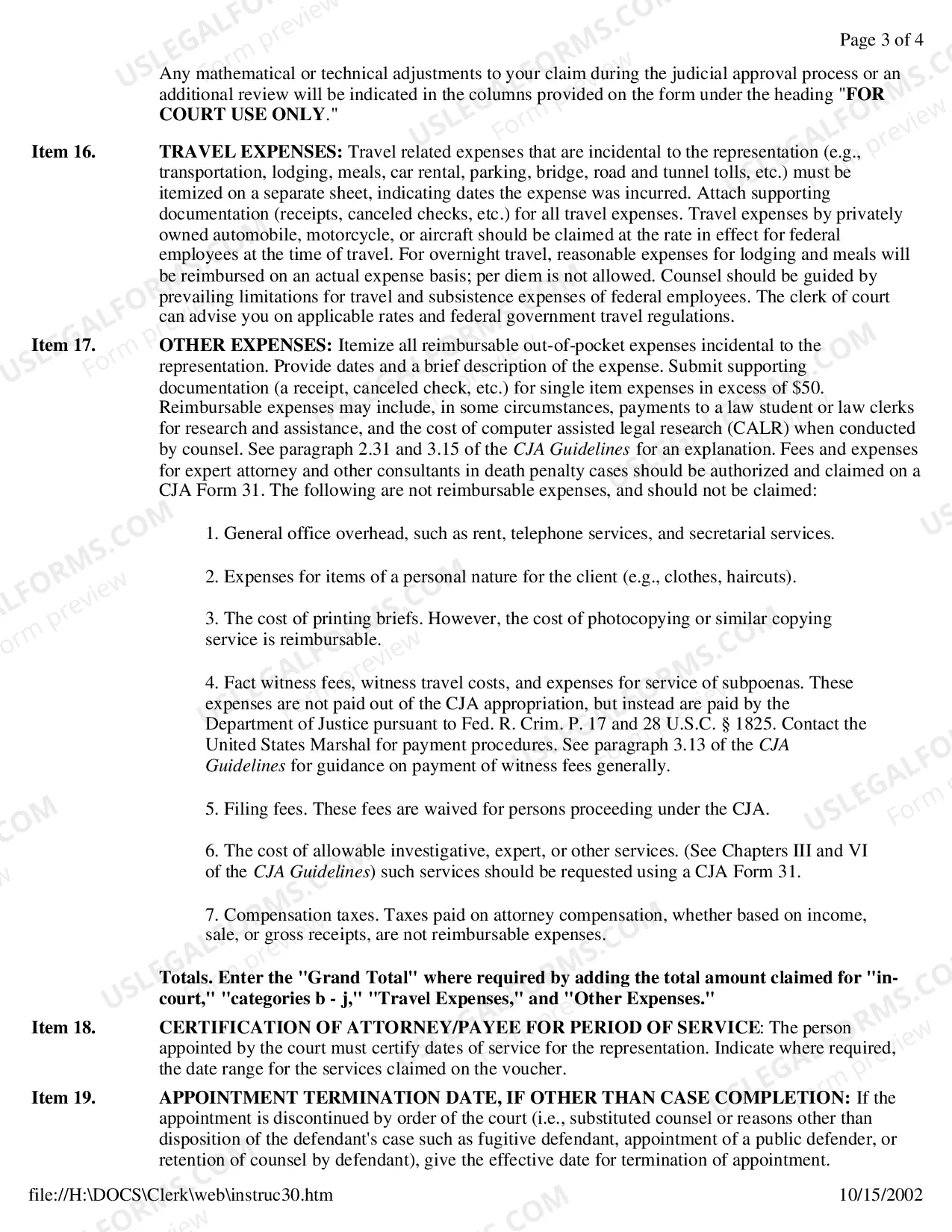 Preview CJA Form 30 Instructions