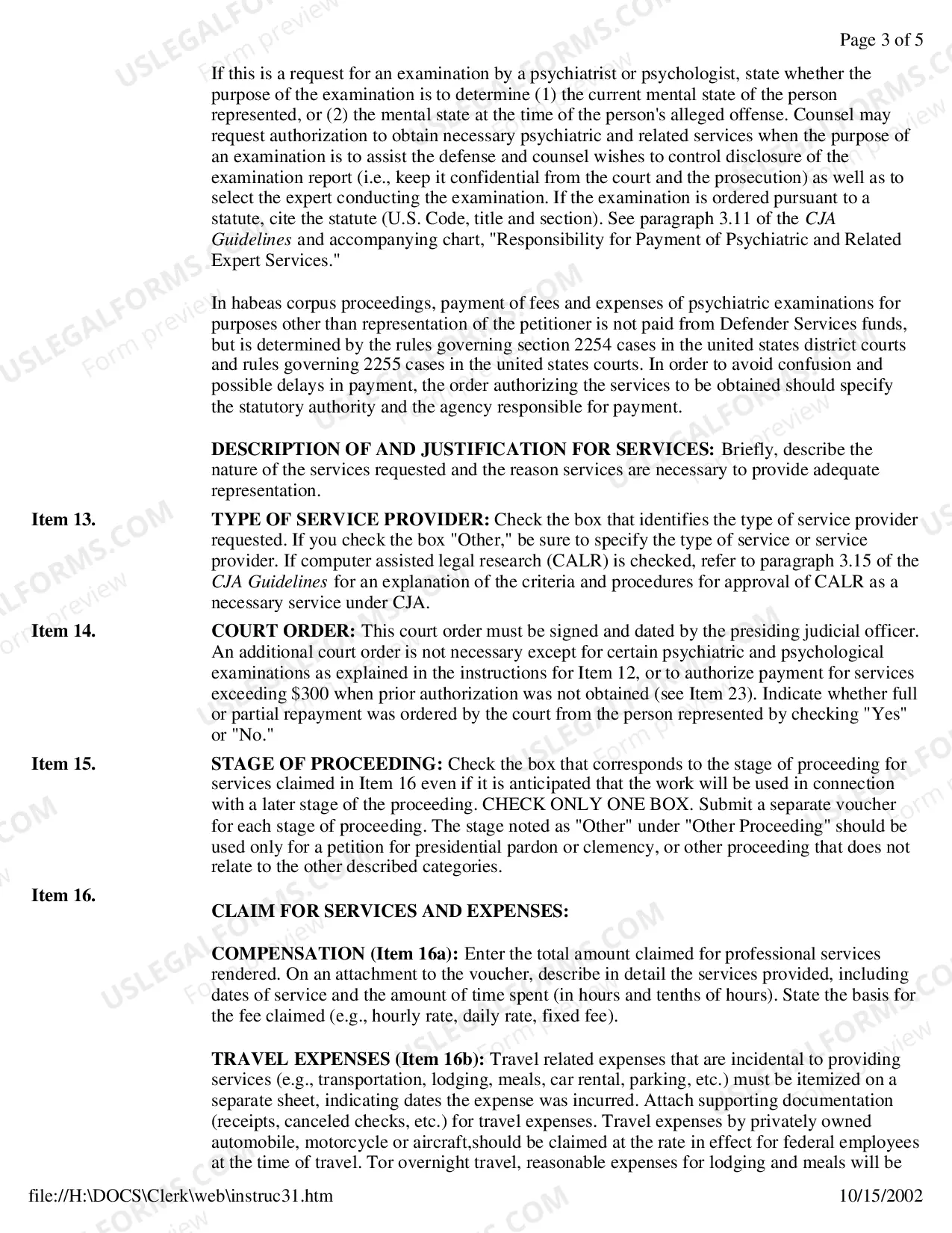 Preview CJA Form 31 Instructions