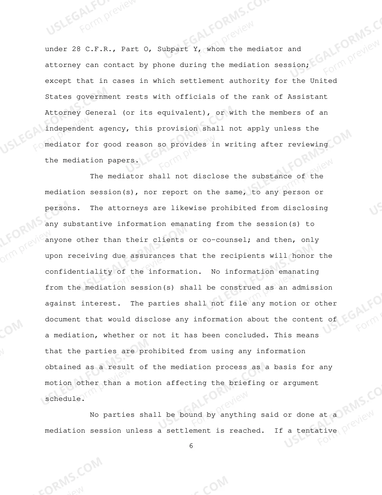 Preview Mediation Order