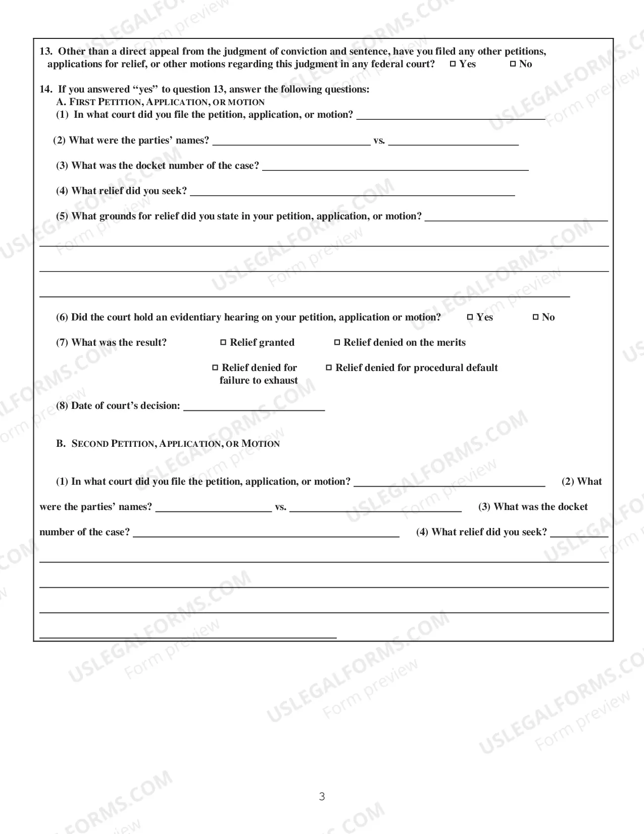 Preview Instructions for Filing Motions under 28 U.S.C. Sec. 2244