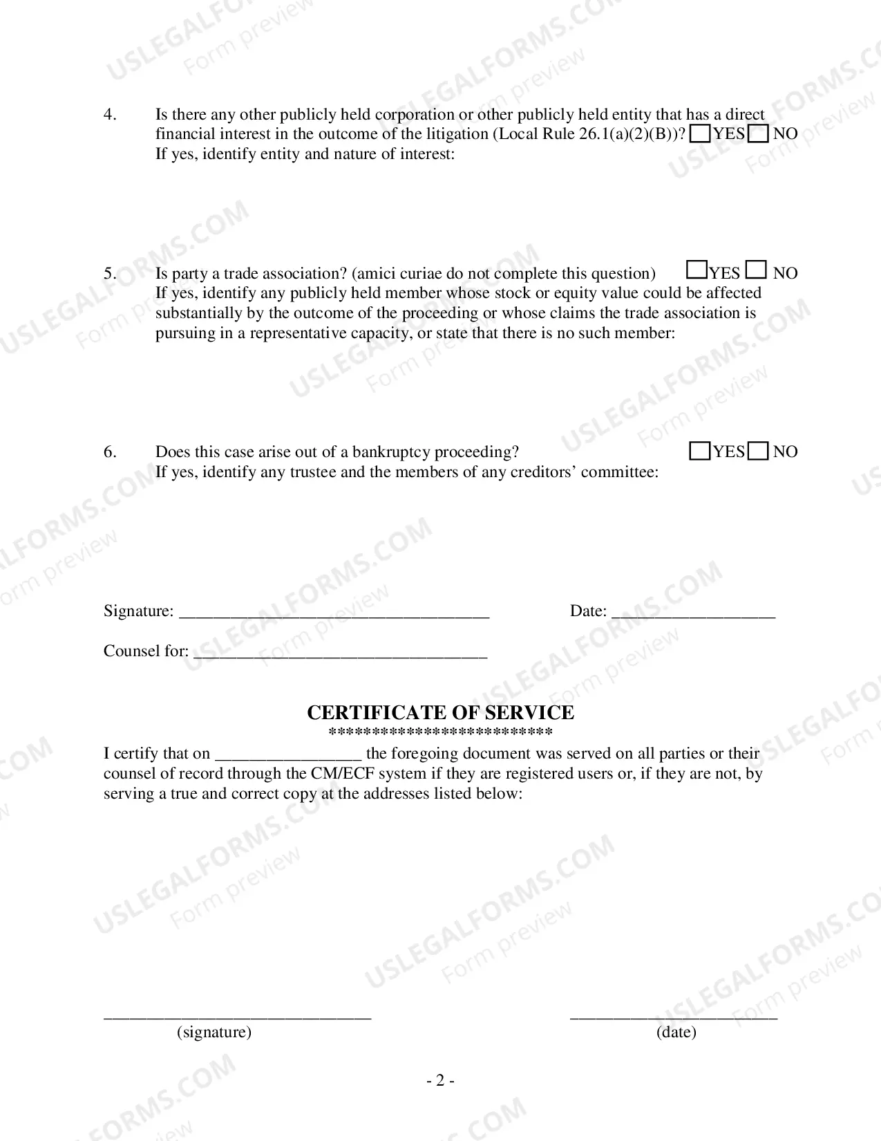 Preview Disclosure of Corporate Afilliations