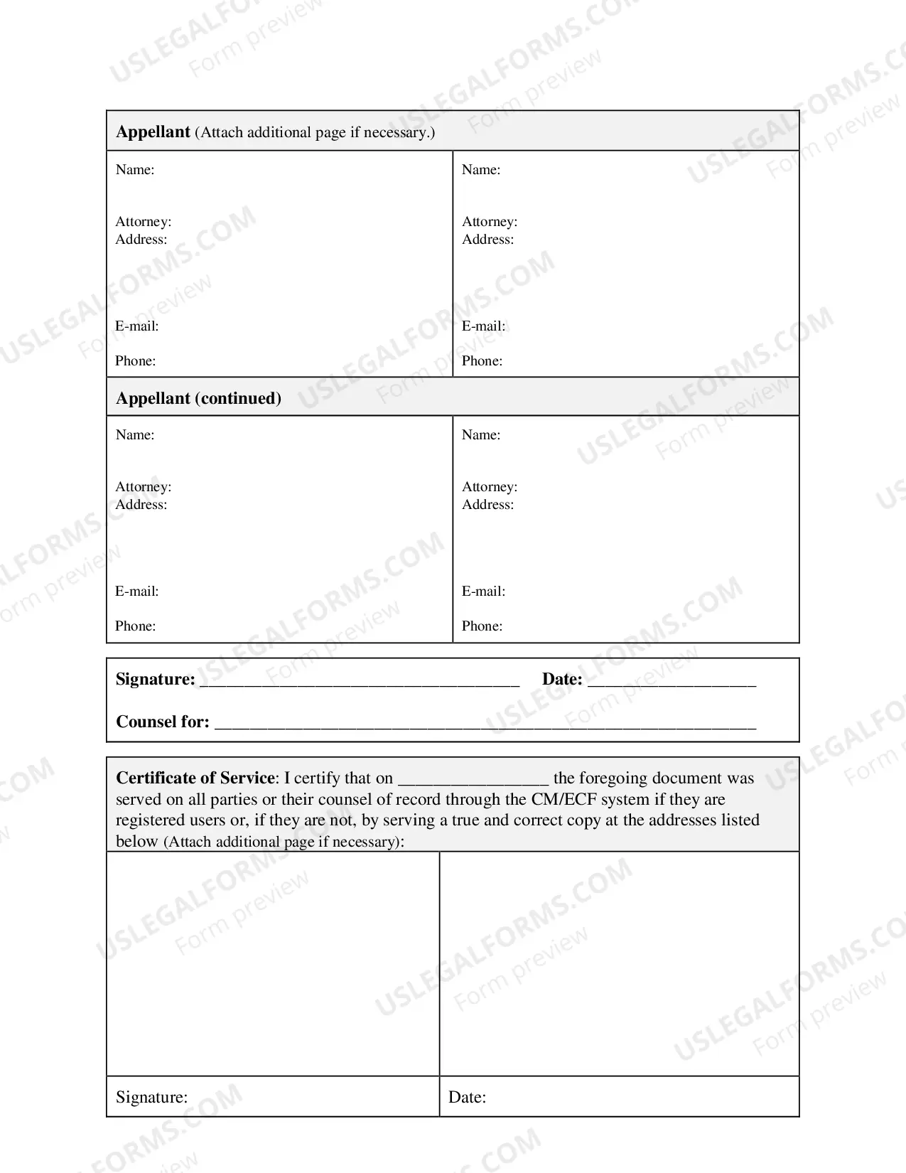 Preview Docketing Statement (Civil/Agency Cases)