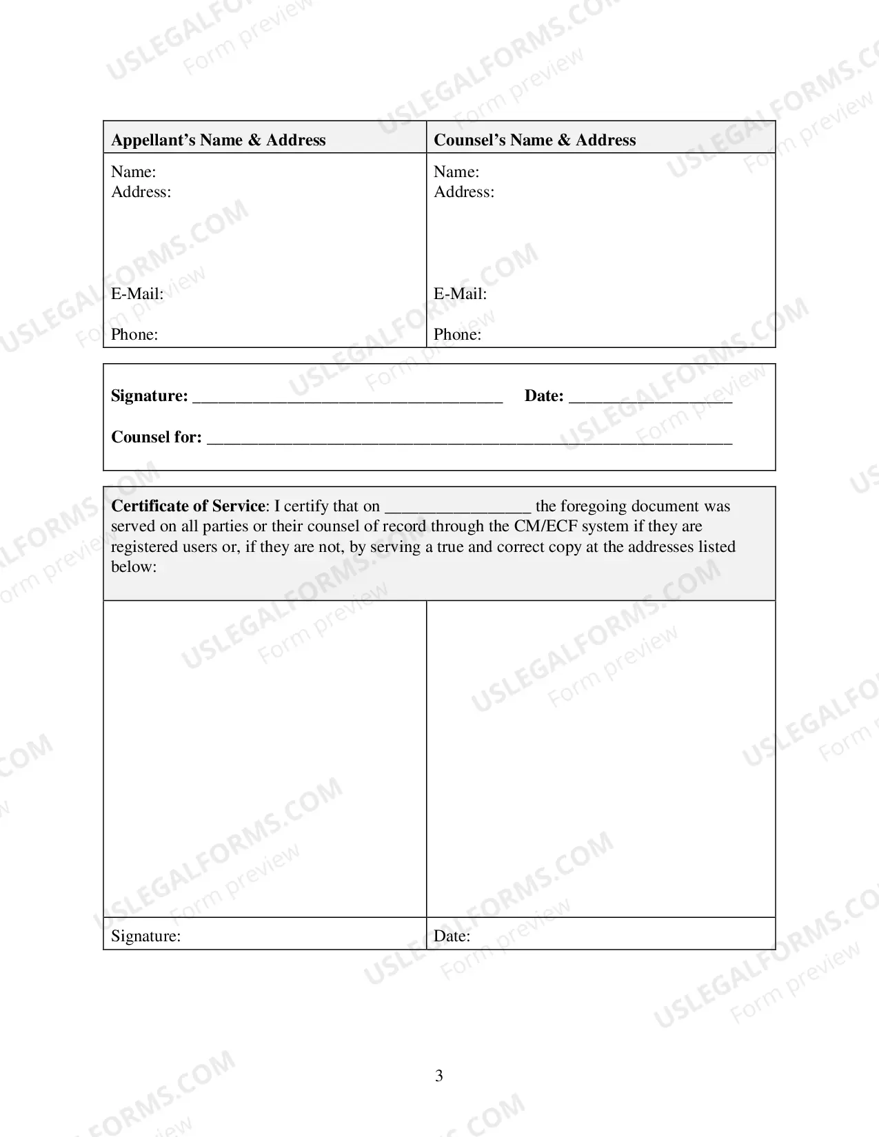 Preview Docketing Statement (Criminal Cases)
