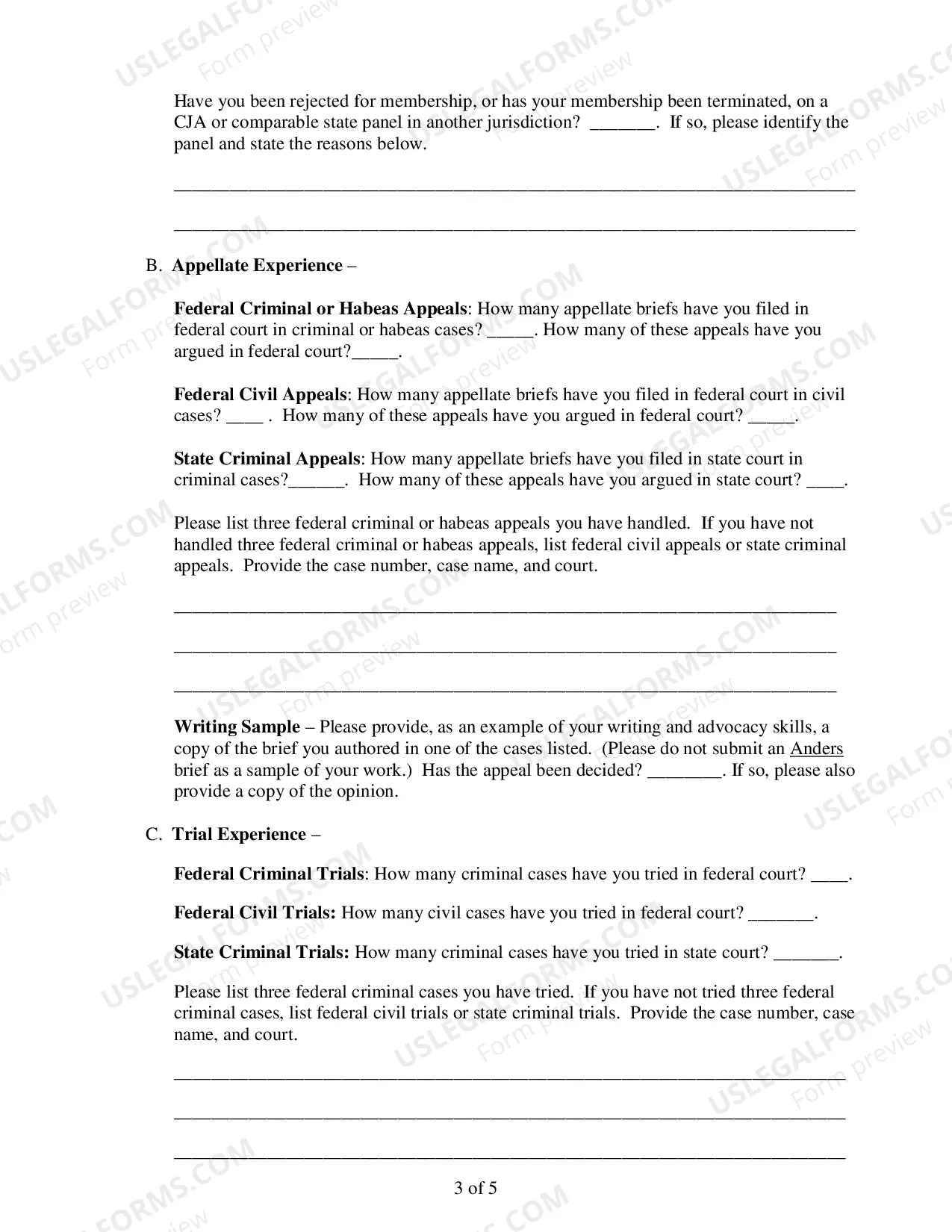 Preview CJA Appellate Panel Application