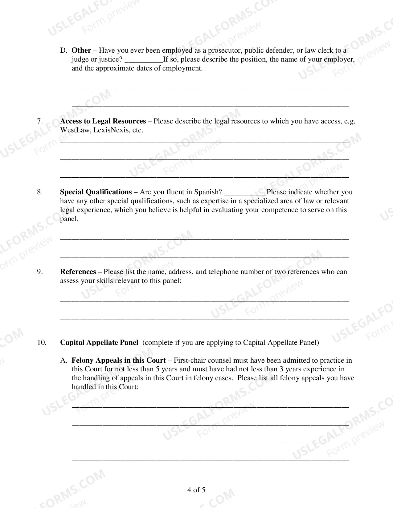 Preview CJA Appellate Panel Application