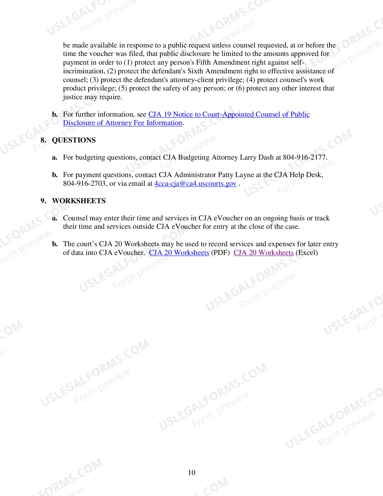 Preview CJA 20 Payment Memo