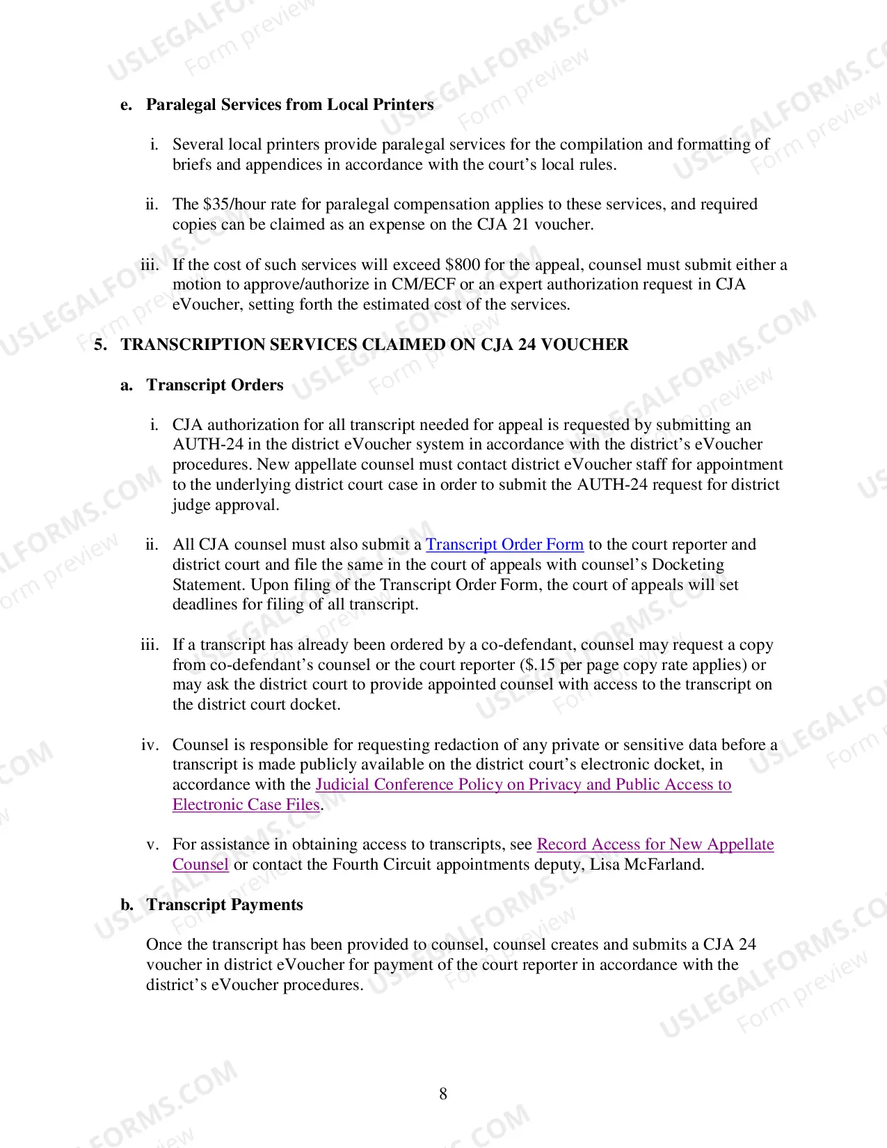 Preview CJA 20 Payment Memo