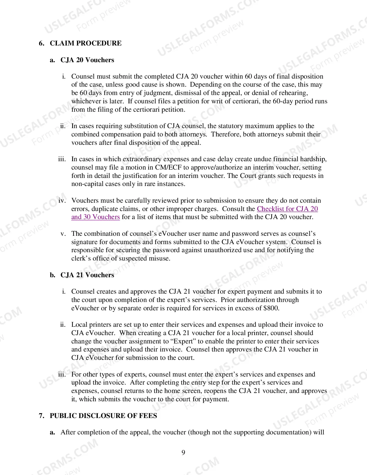 Preview CJA 20 Payment Memo