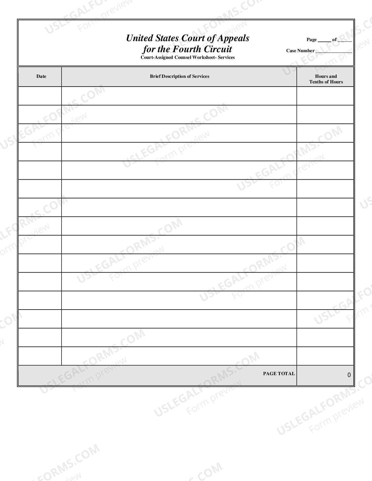 Assigned Counsel Worksheets US Legal Forms