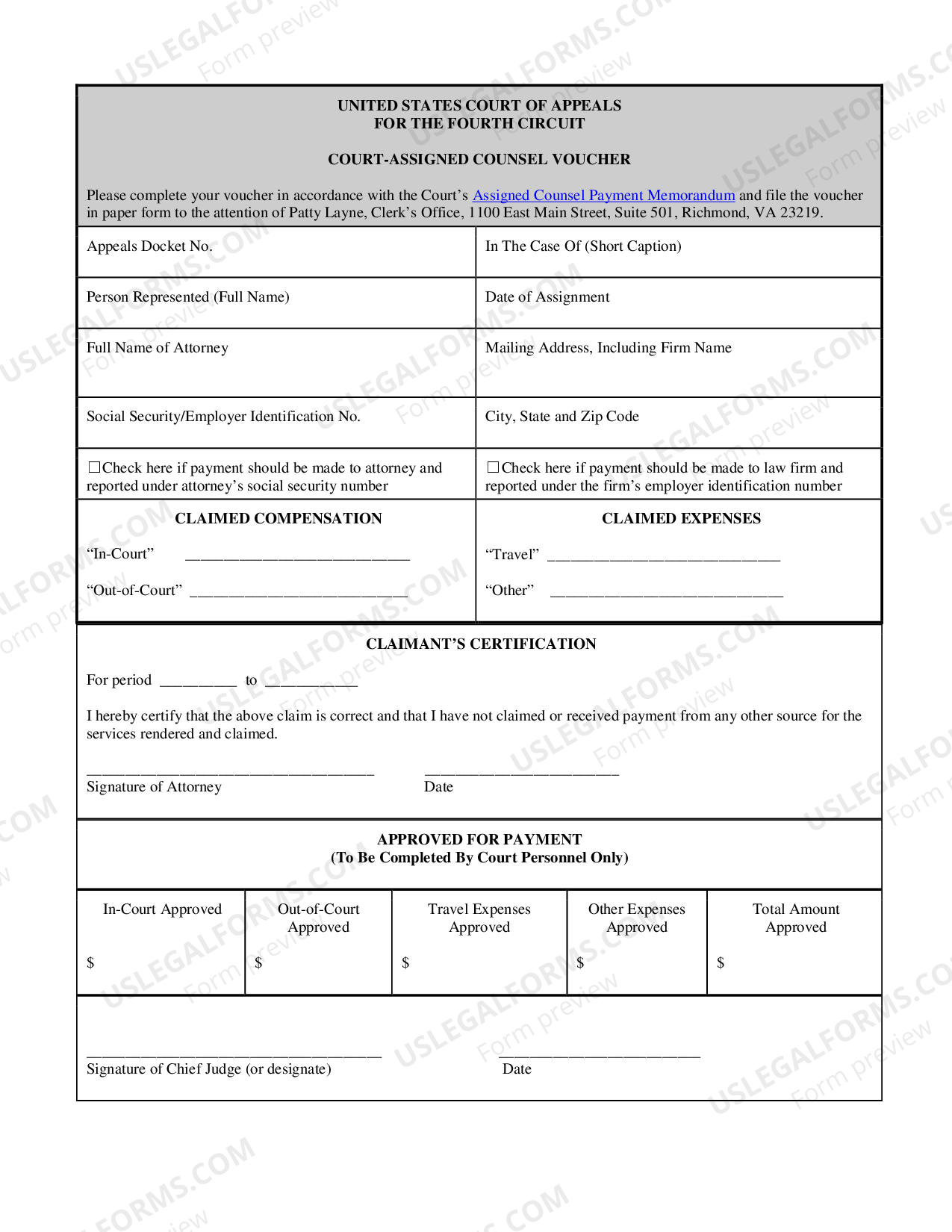 Assigned Counsel Voucher US Legal Forms