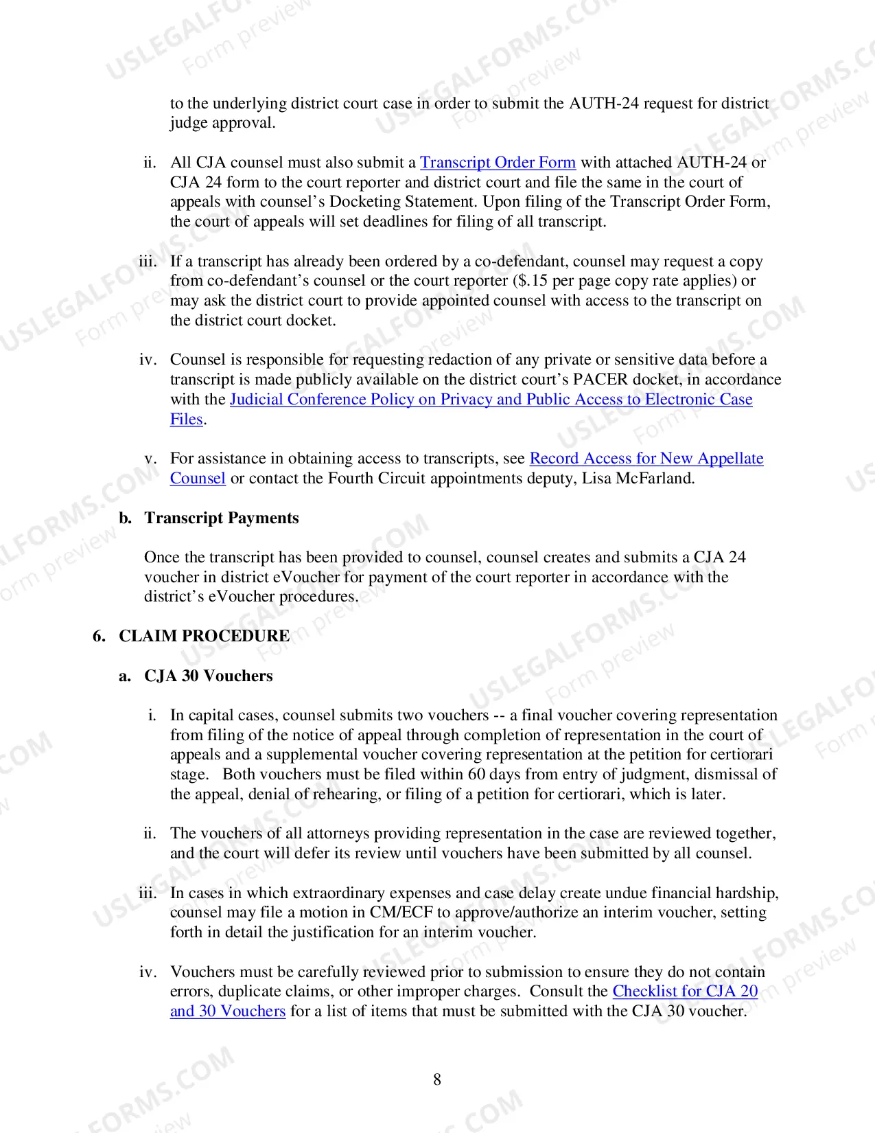 Preview CJA 30 Payment Memo
