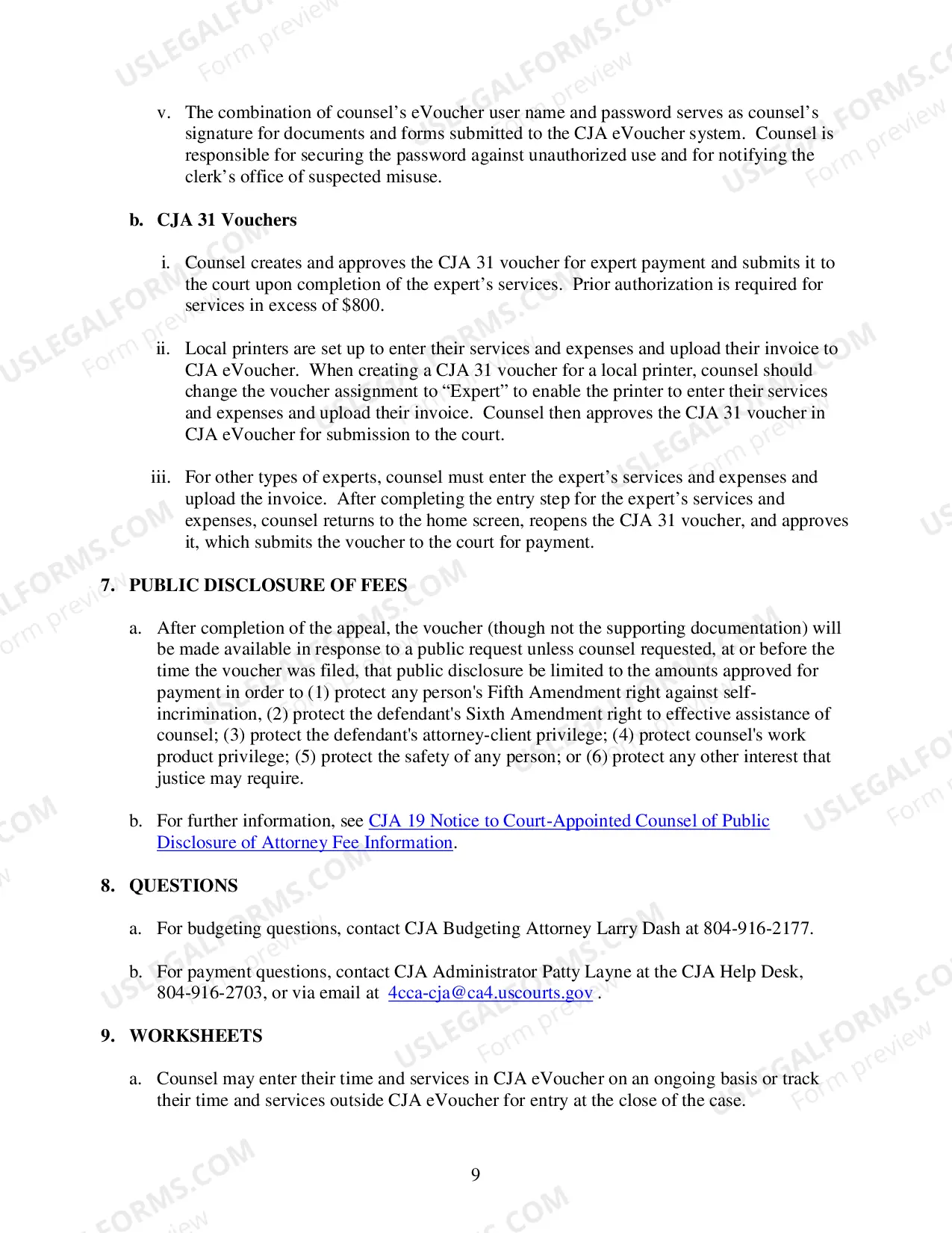 Preview CJA 30 Payment Memo