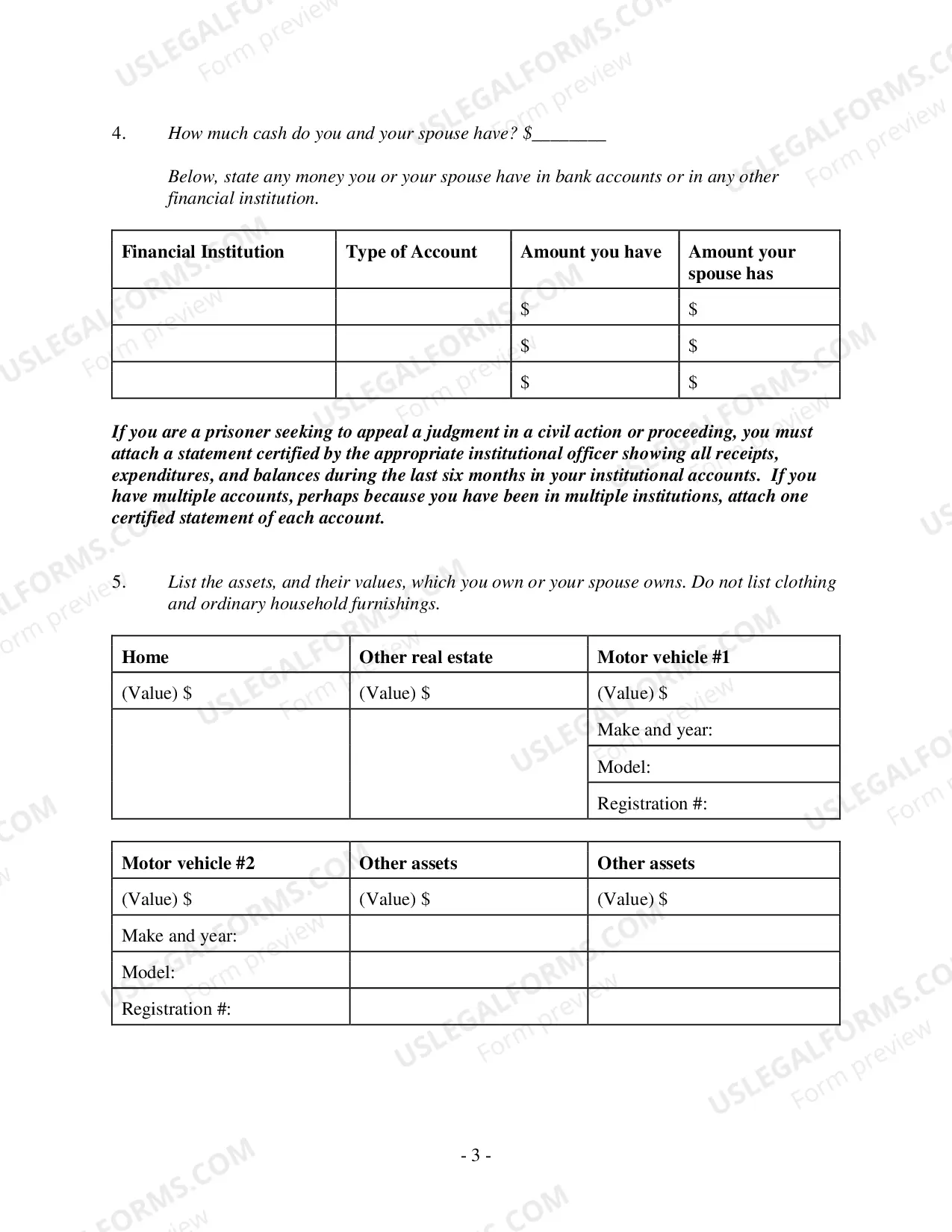 Preview In Forma Pauperis Affidavit