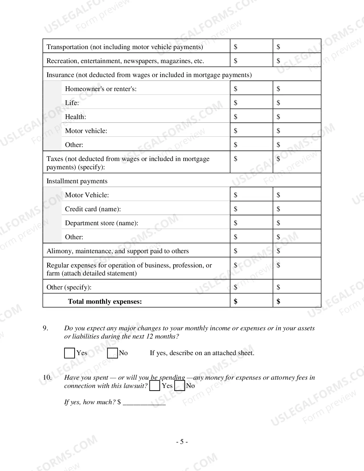 Preview In Forma Pauperis Affidavit