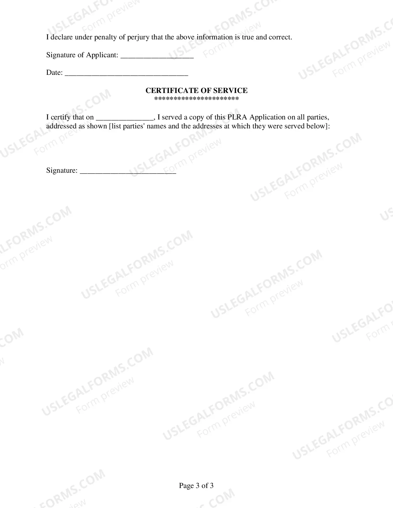 Preview Prison Litigation Reform Act Application