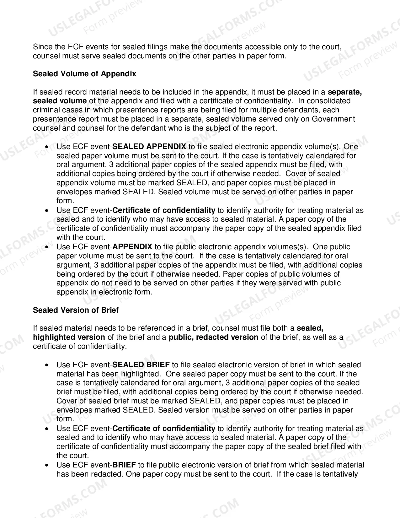 Preview Memorandum on Sealed and Confidential Materials