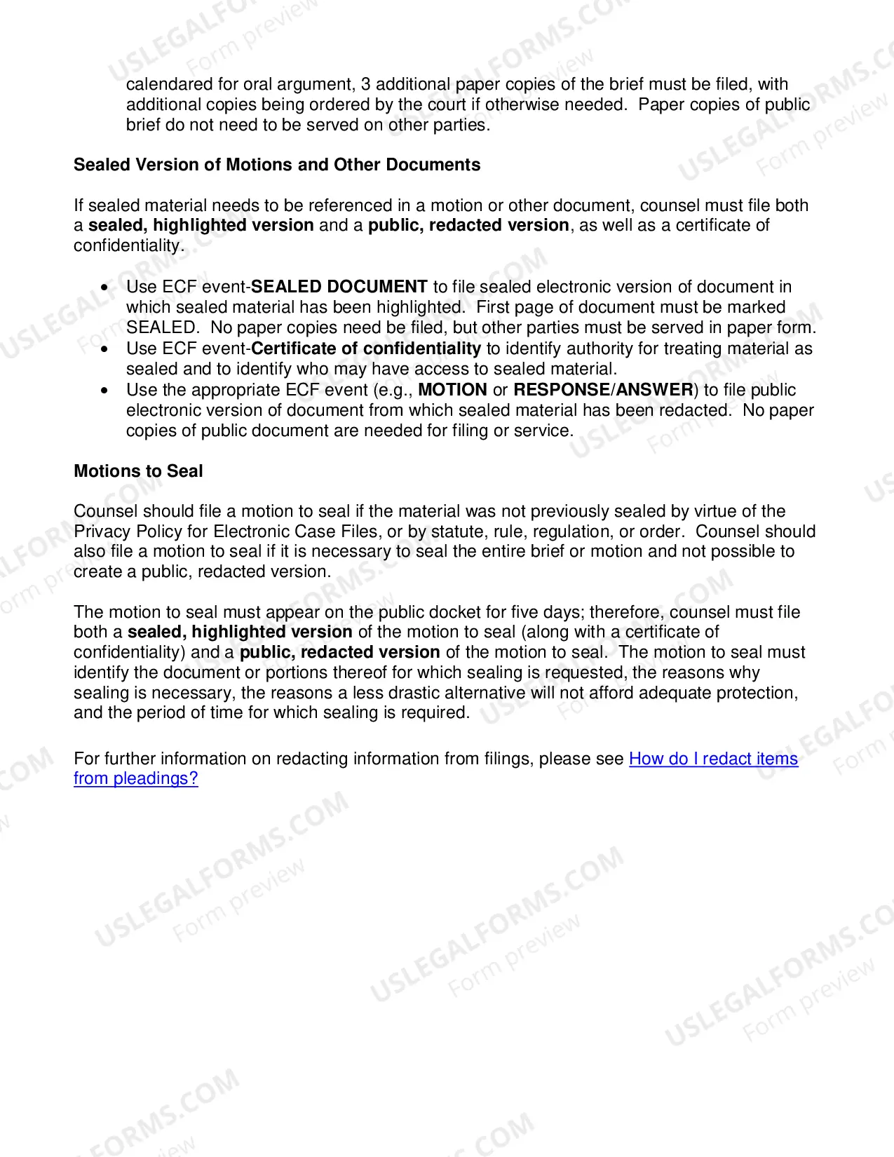 Preview Memorandum on Sealed and Confidential Materials