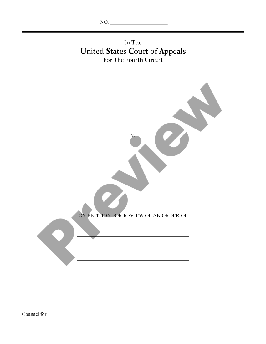 Brief Cover Page (Agency Review) | US Legal Forms