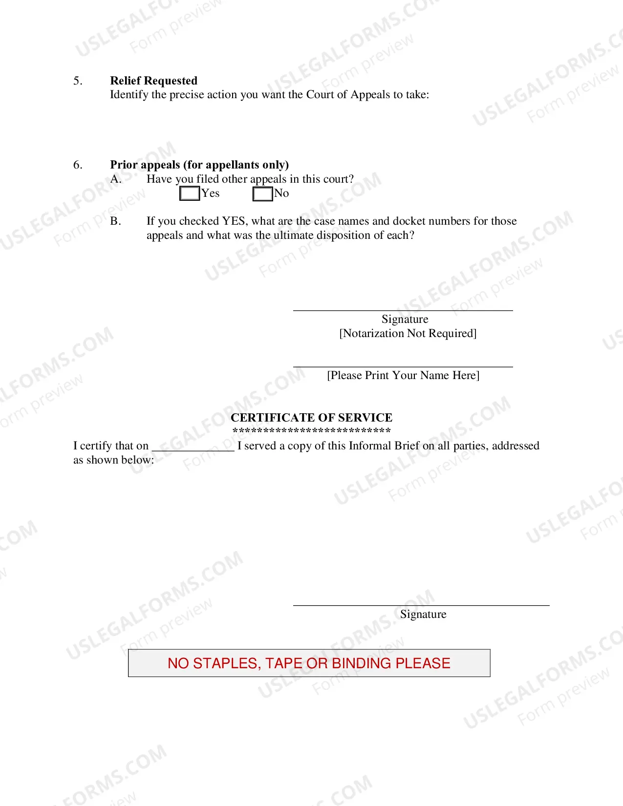 Preview Informal Brief (Habeas and Sec. 2255 Cases)