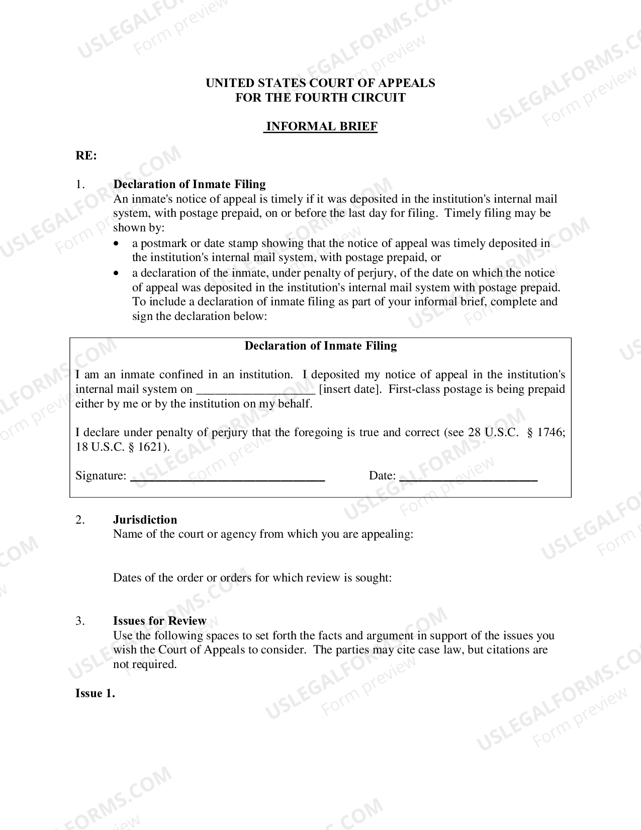 Informal Brief (Other Pro Se Cases) US Legal Forms