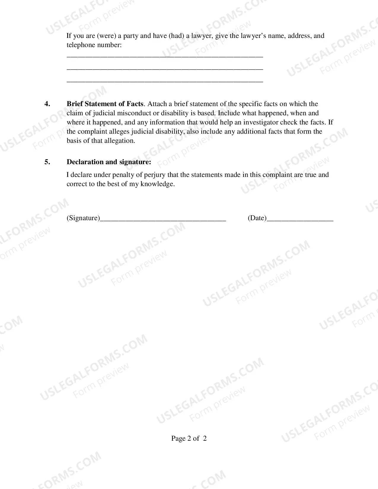 Preview Judicial Complaint Form