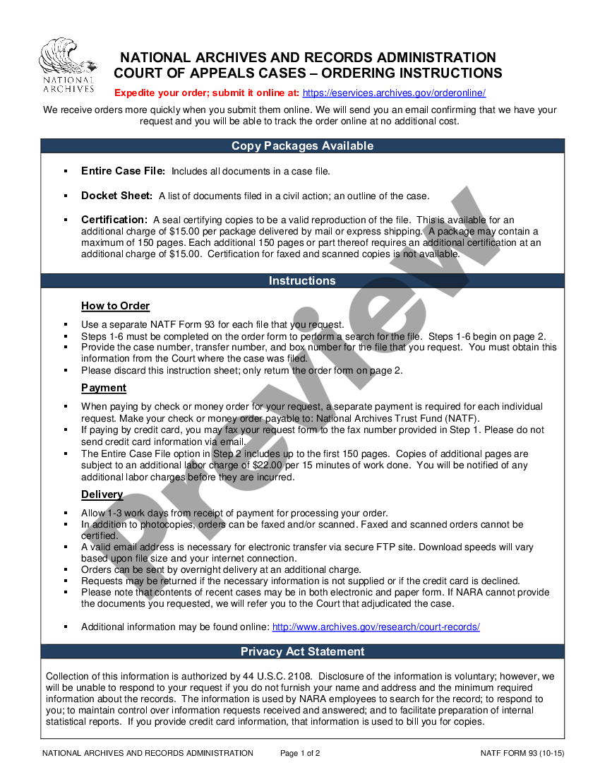 National Archives Form 93 Us Legal Forms