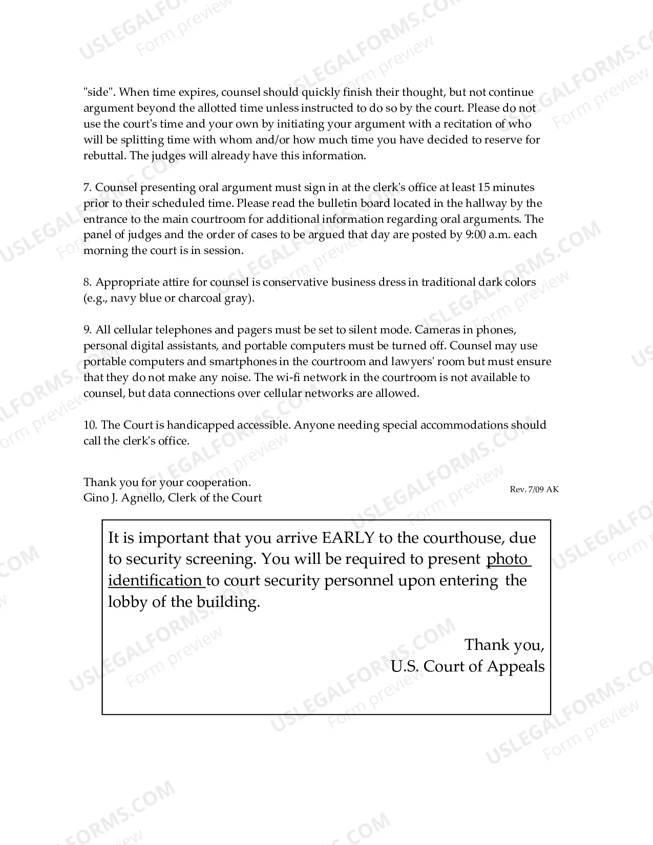 Preview Special Notice to Counsel who will Present Oral Argument
