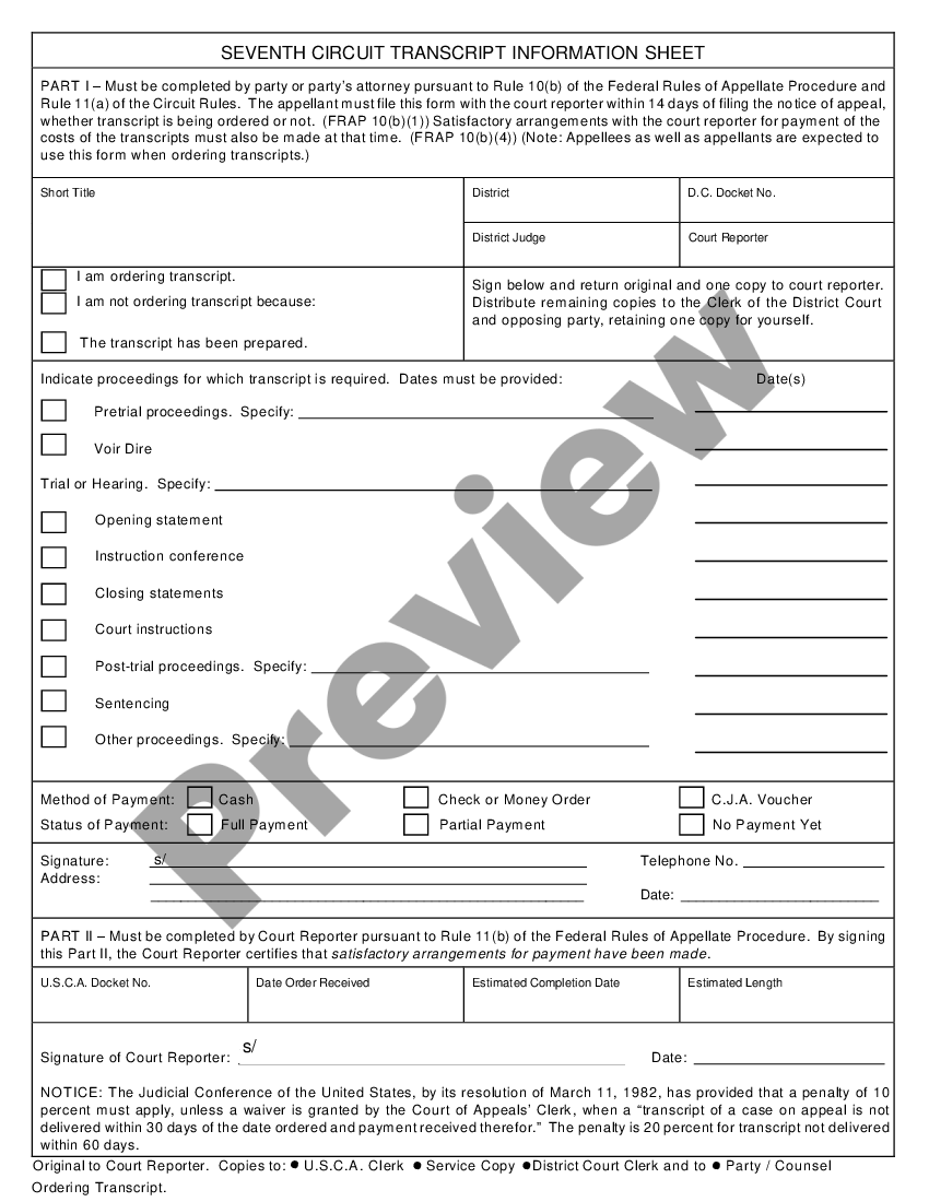 Transcript Information Sheet | US Legal Forms