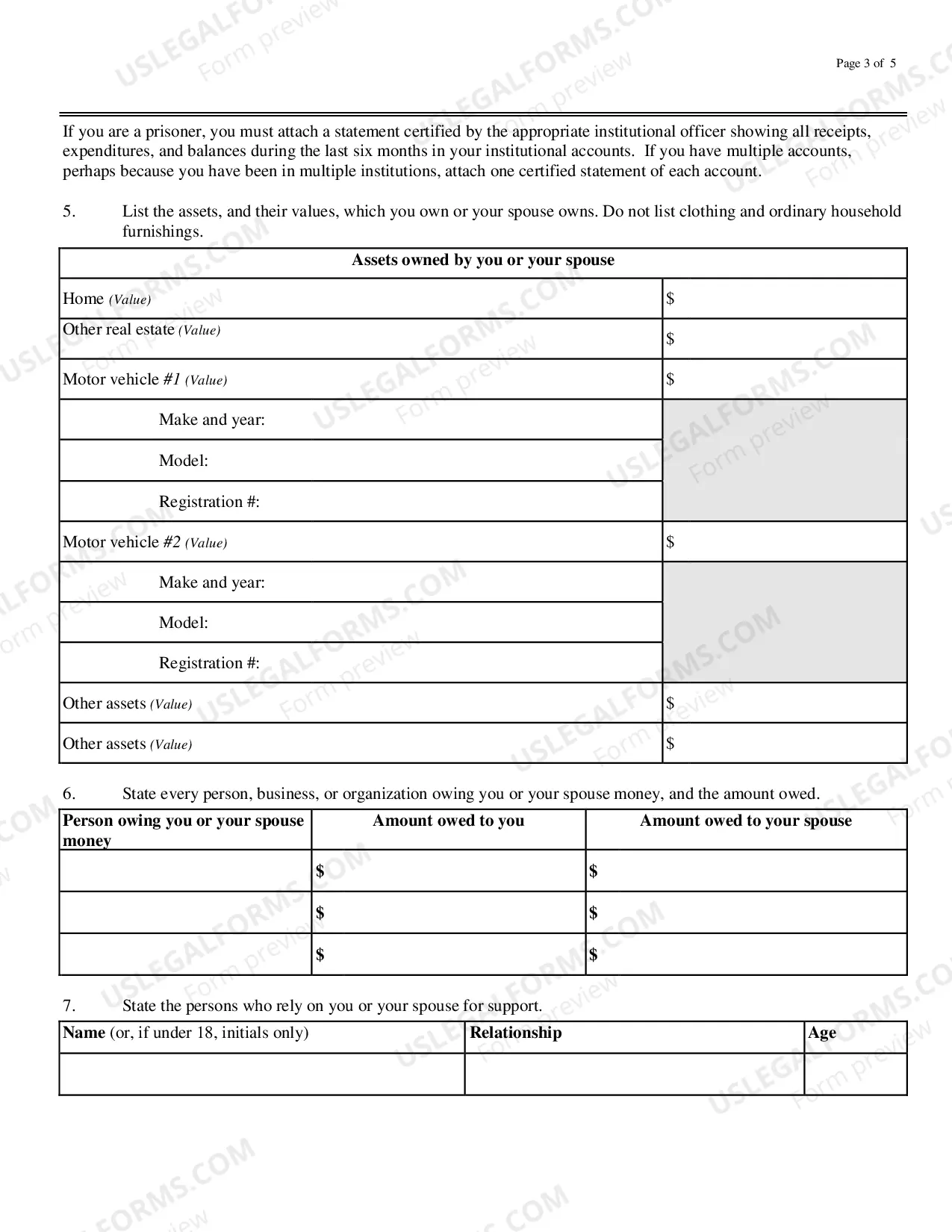 Preview Motion and Affidavit for Permission to Appeal in Forma Pauperis(Fillable)