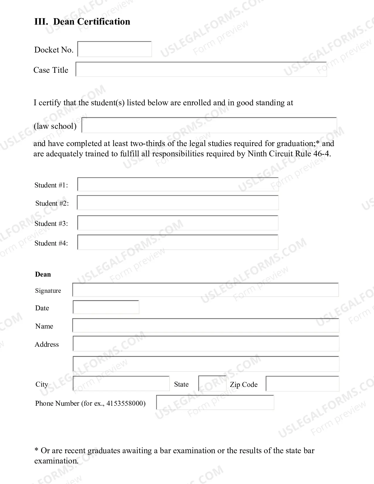 Preview Certification for Law Student Representation