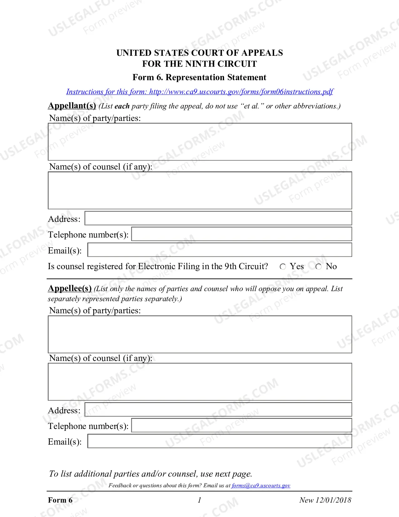 Preview Form 01 - Notice of Appeal to a Court of Appeals From a Judgment or Order of a District Court