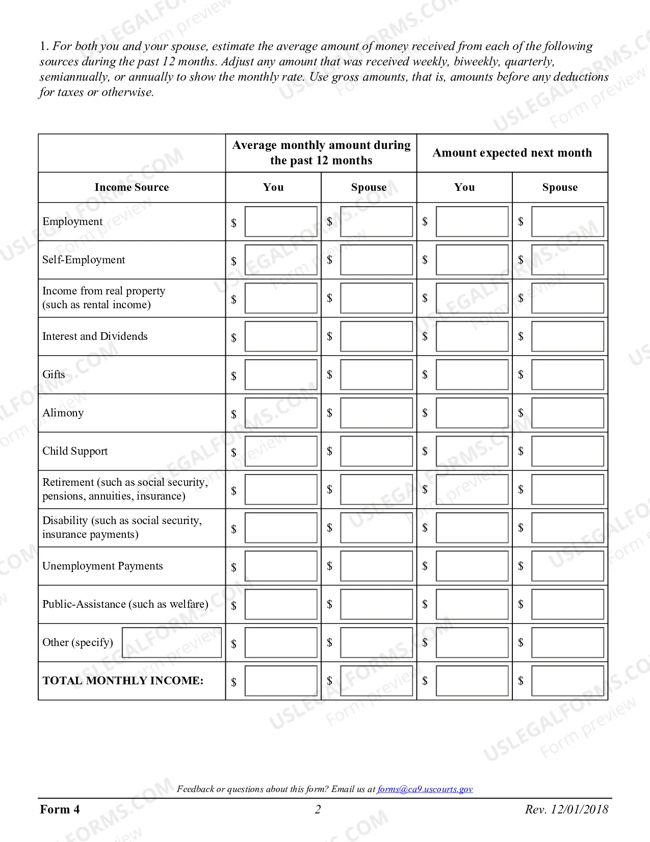 Preview Form 04 - Affidavit Accompanying Motion for Permission to Appeal In Forma Pauperis