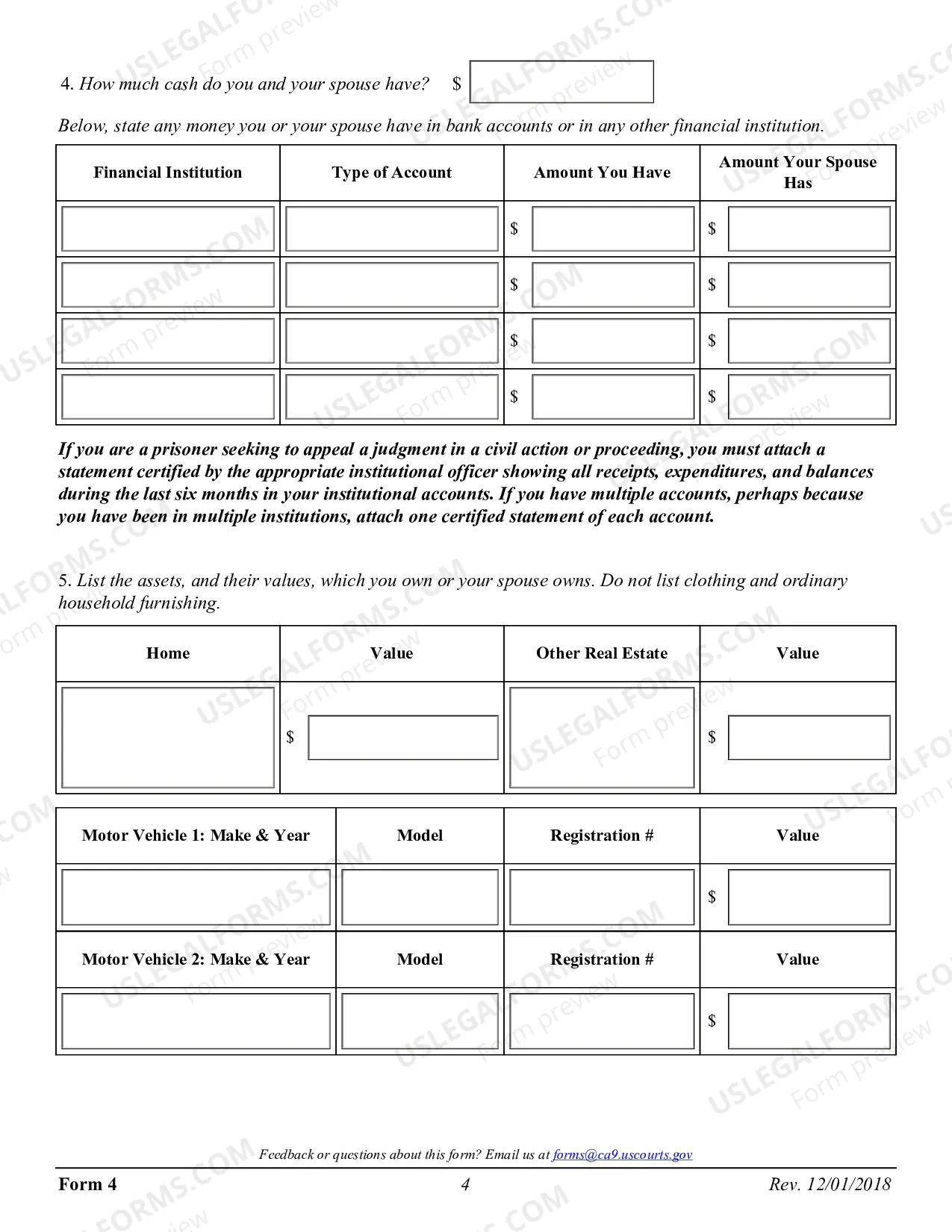 Preview Form 04 - Affidavit Accompanying Motion for Permission to Appeal In Forma Pauperis