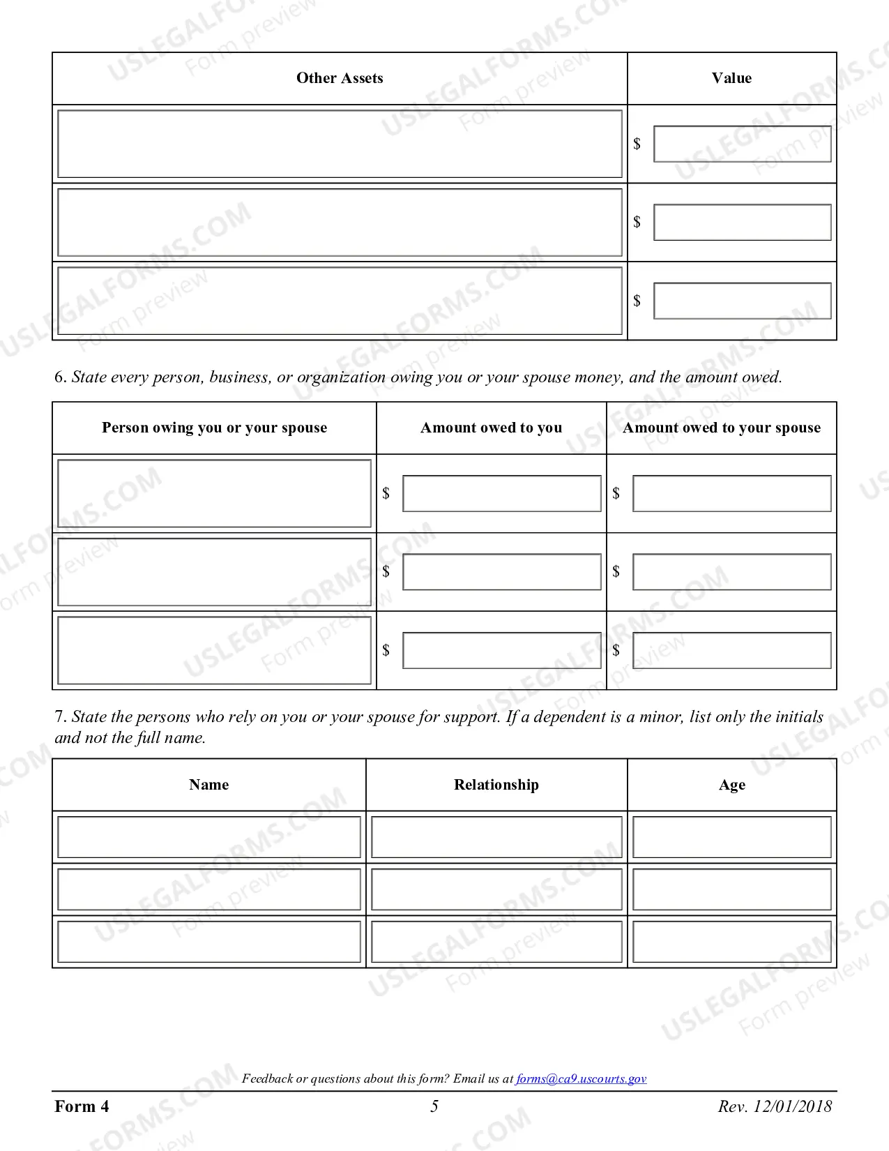 Preview Form 04 - Affidavit Accompanying Motion for Permission to Appeal In Forma Pauperis