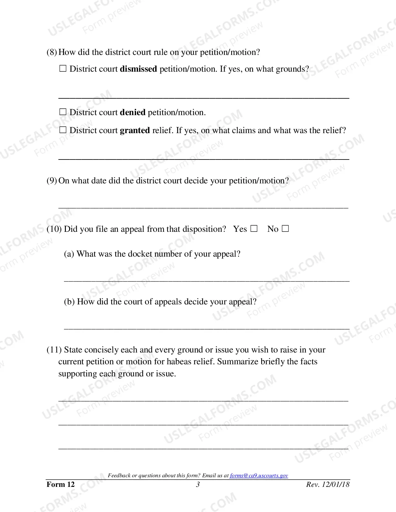 Preview Form 12 - Application for Leave to File Second or Successive Petition Under 28 U.S.C. Sec. 2254 or Motion Under 28 U.S.C. 2255