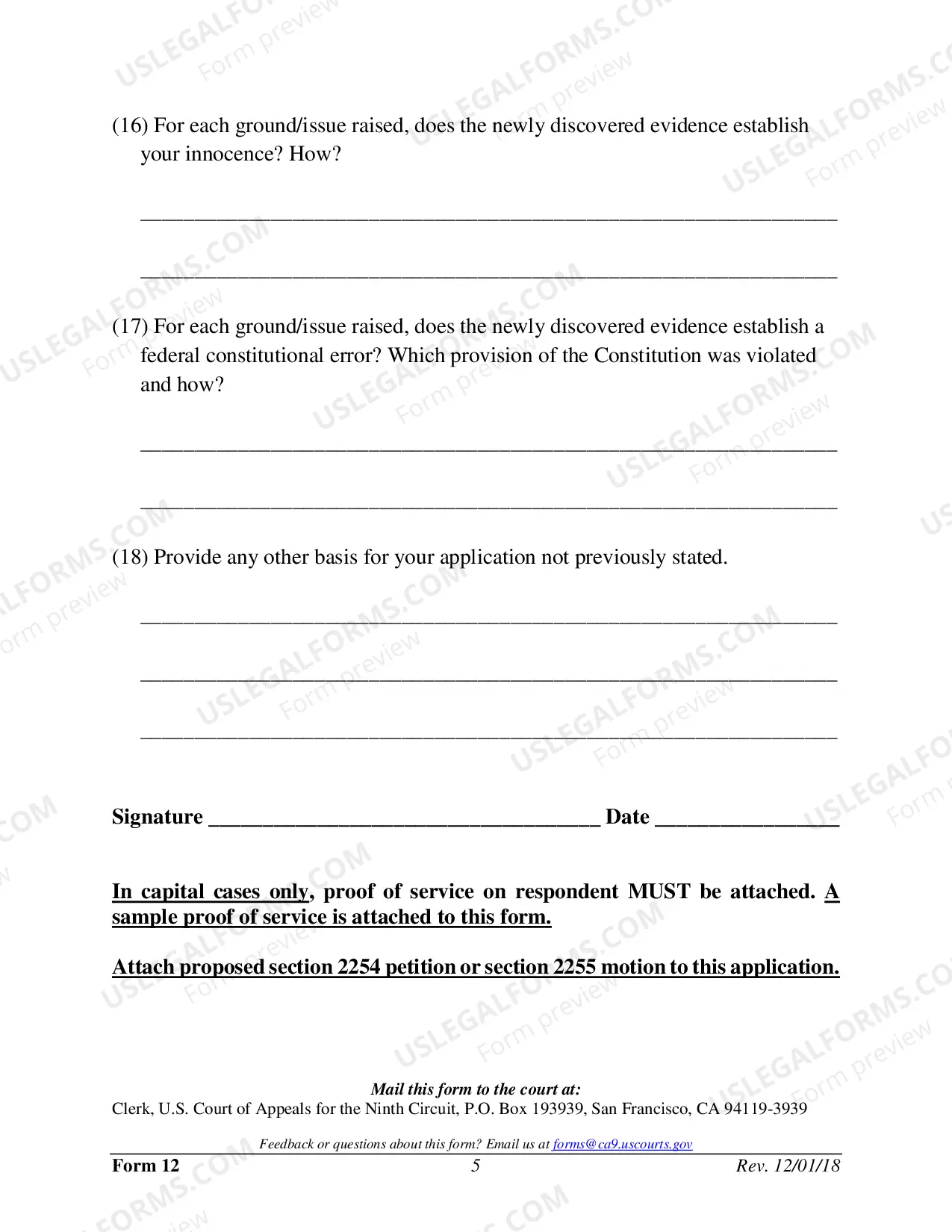 Preview Form 12 - Application for Leave to File Second or Successive Petition Under 28 U.S.C. Sec. 2254 or Motion Under 28 U.S.C. 2255