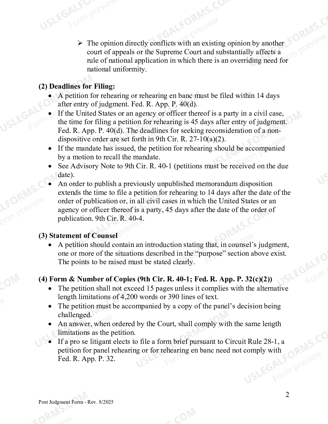 Preview Post-Judgment Information