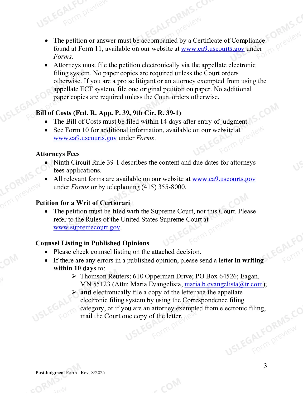 Preview Post-Judgment Information