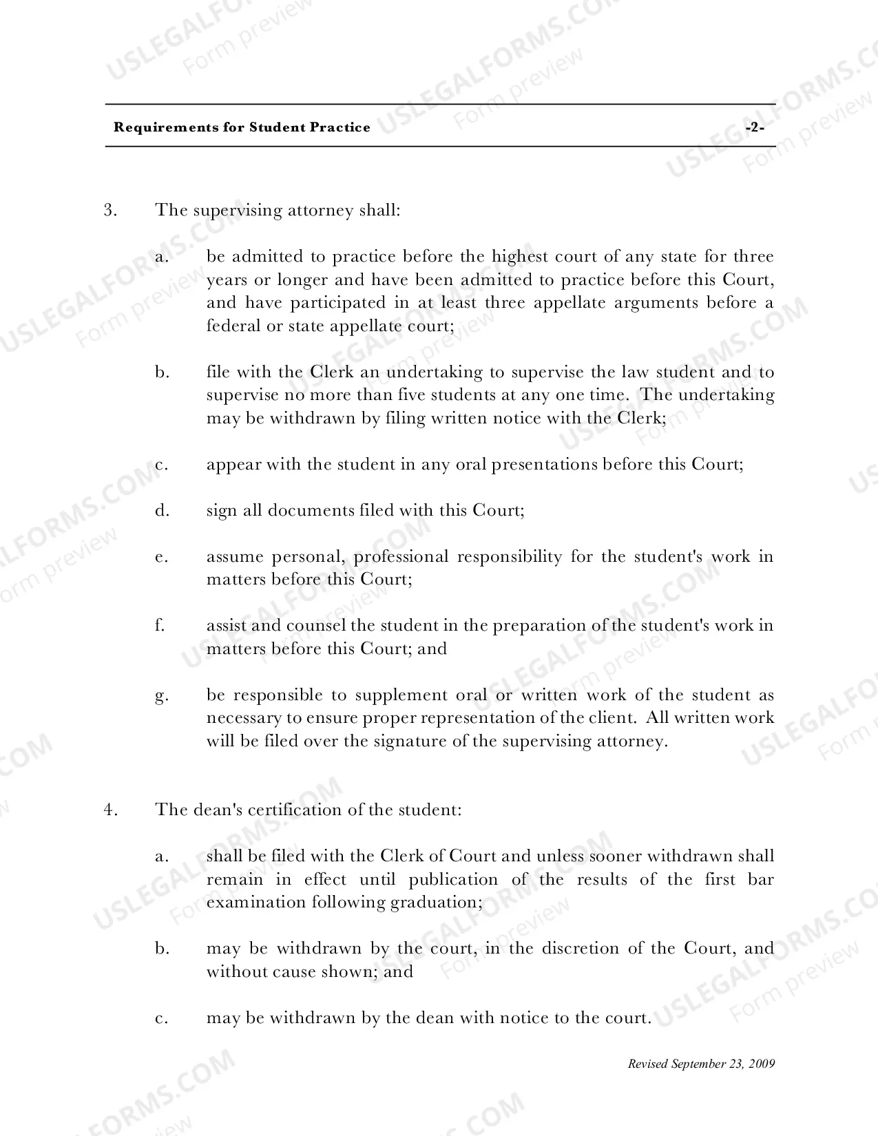 Preview Requirements for Student Practice