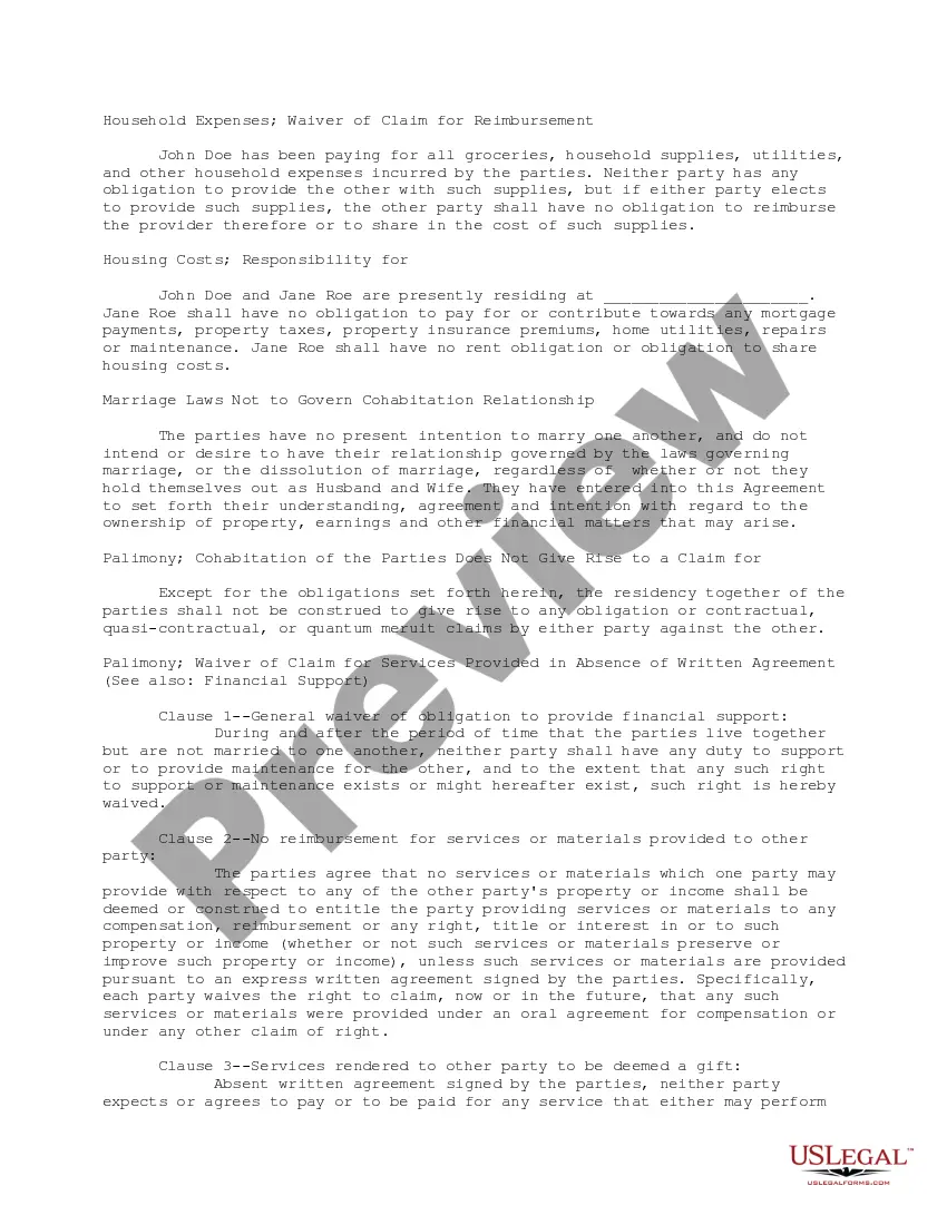 Get Cohabitation Agreements Preview Cohabitation Agreements