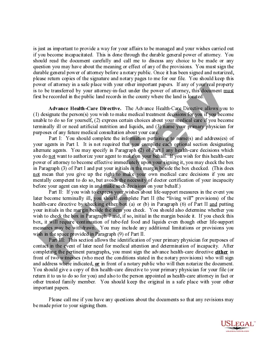 Preview Transmittal Letter from Attorney to Client