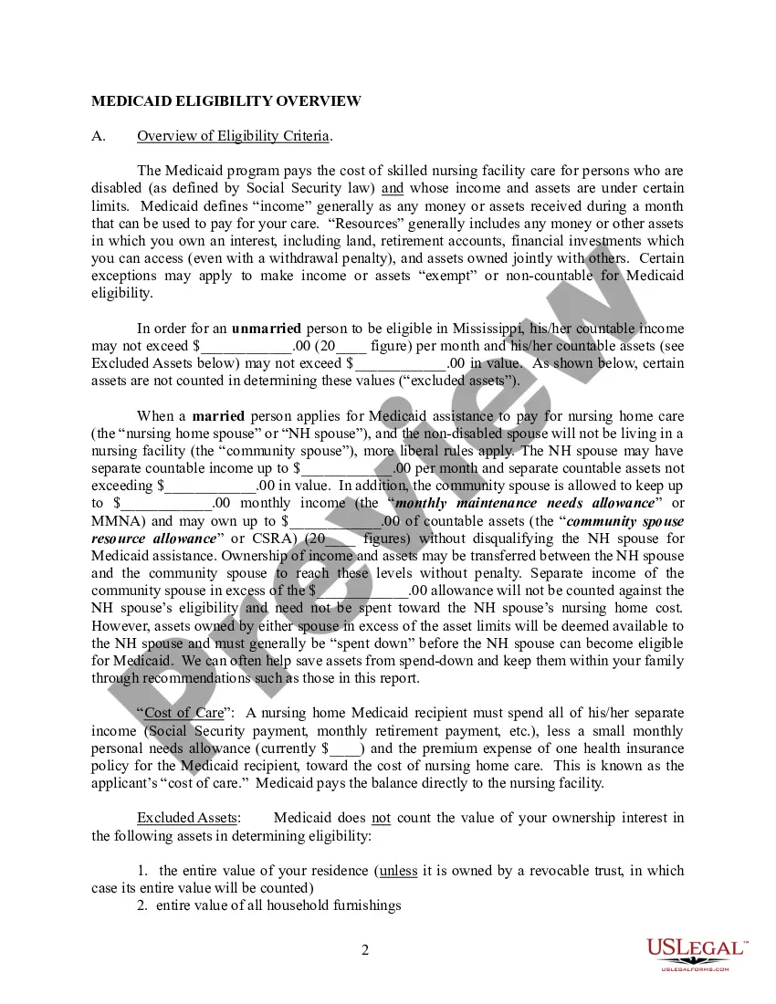 Preview Long Term Care Analysis for a Veteran