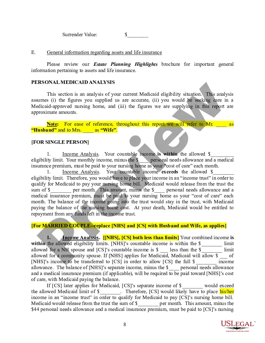 Preview Long Term Care Analysis for a Veteran