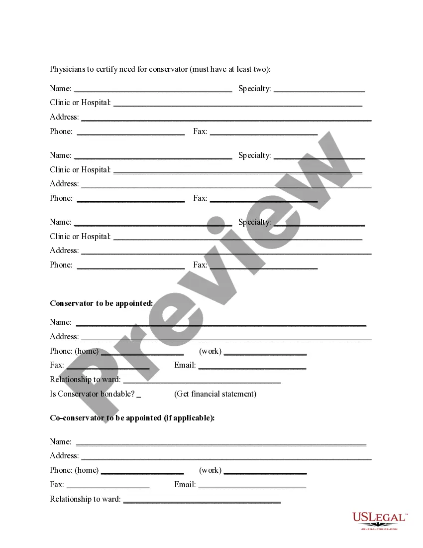 Get Conservatorship Information Form Preview Conservatorship Information Form