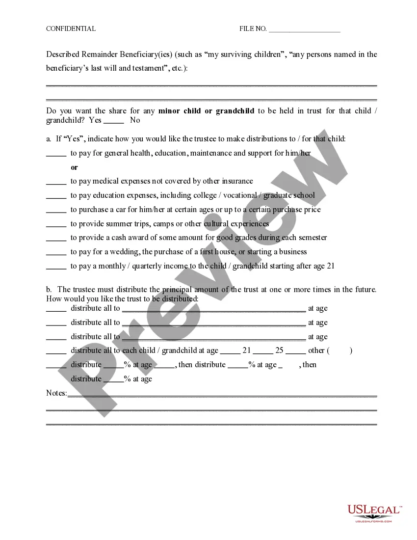 Preview Self-Settled Special Needs Trust Information Schedule