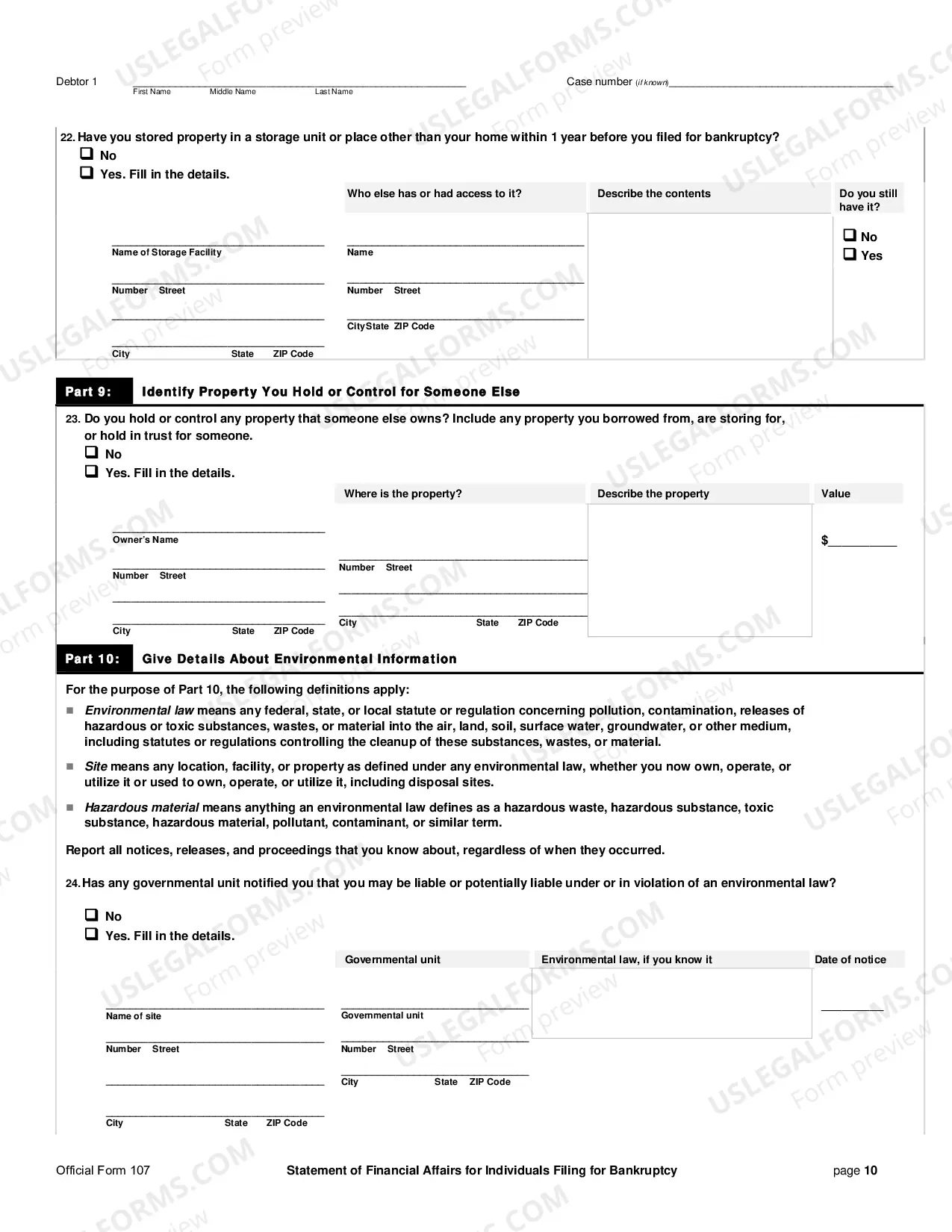 Preview Your Statement of Financial Affairs for Individuals Filing for Bankruptcy (individuals)