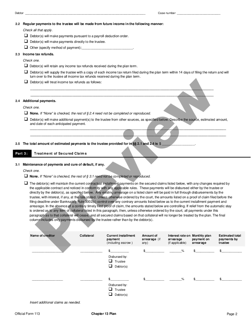 Chapter 13 Plan Us Legal Forms 5568