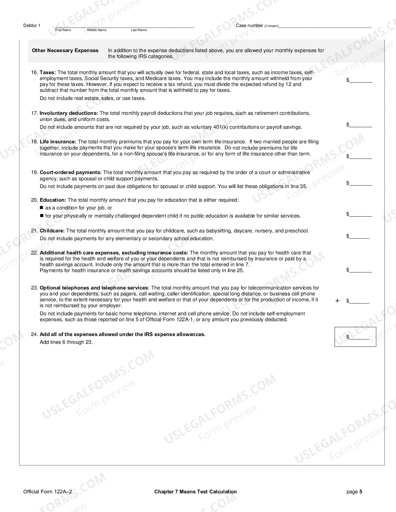 Preview Chapter 7 Means Test Calculation