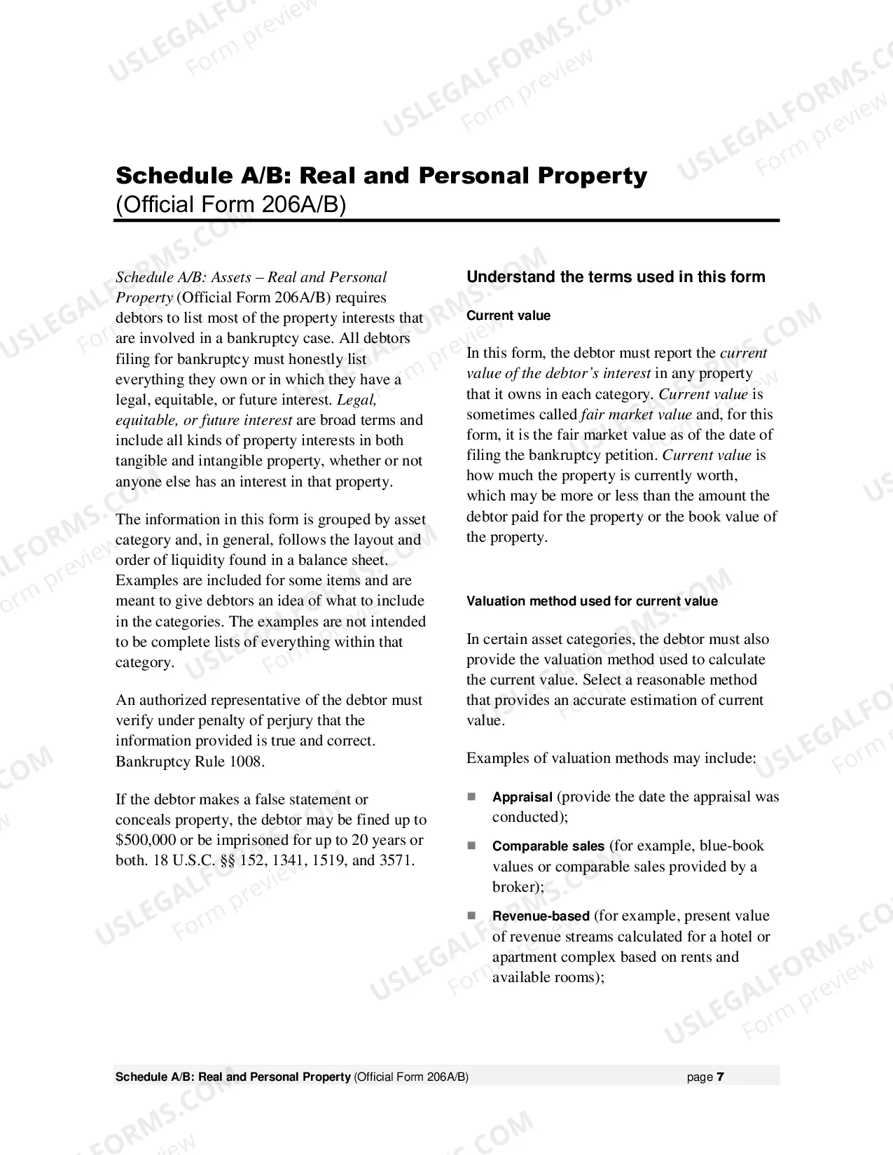 Preview Instructions for Voluntary Petition for Non-Individuals Filing for Bankruptcy