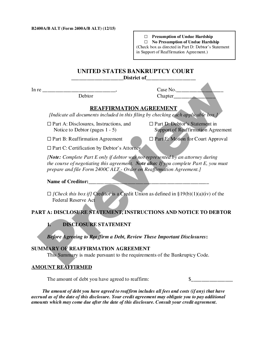 Reaffirmation Agreement Us Legal Forms 6630